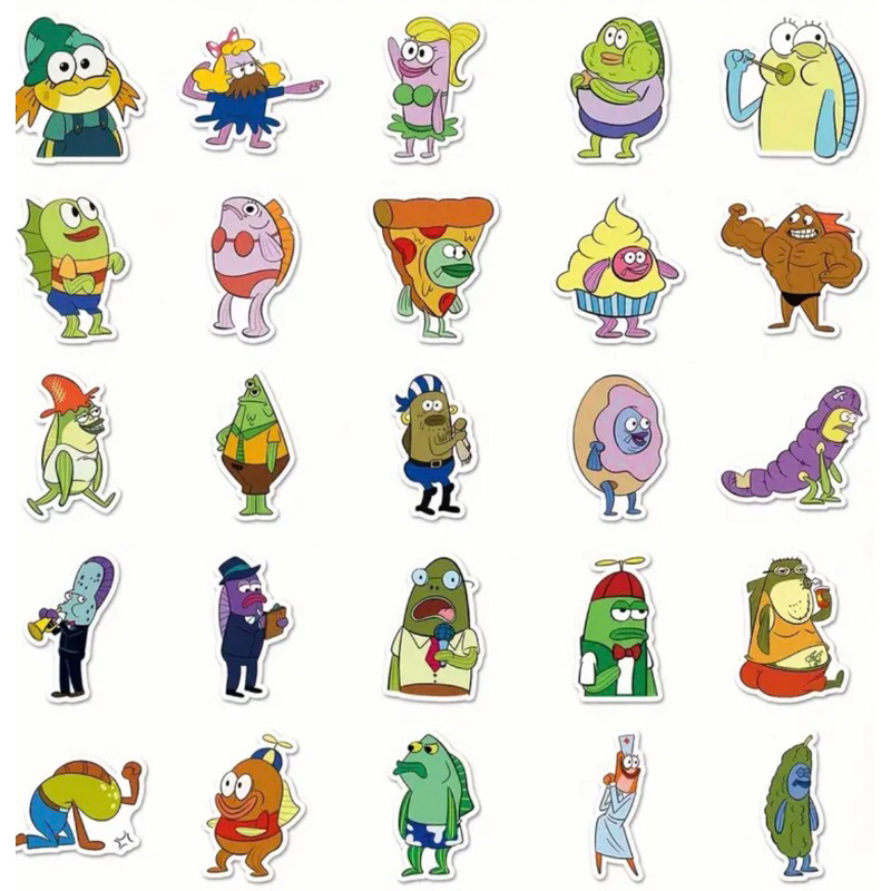 60 Sticker Nhân vật hoạt hình Cá Mát ( madfish ) siêu bựa trang trí mũ bảo hiểm xe đạp ly nước