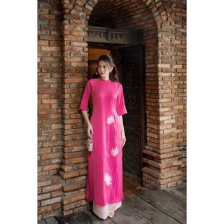 Áo dài tay lỡ thêu đính hoa sen AD201