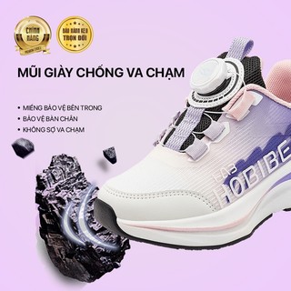 Giày thể thao bé gái Hobibear khóa xoay thông minh GS8638 tím pastel cao cấp