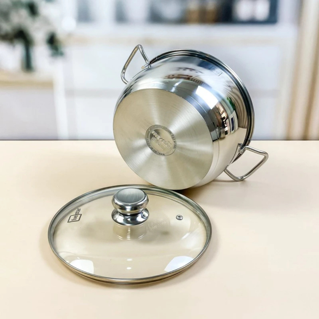 Ảnh Nồi Inox 304 cao cấp Fivestar Plus nắp kính, 3 đáy dùng được nhiều loại bếp size 16cm | 18cm | 20cm | 24cm 3