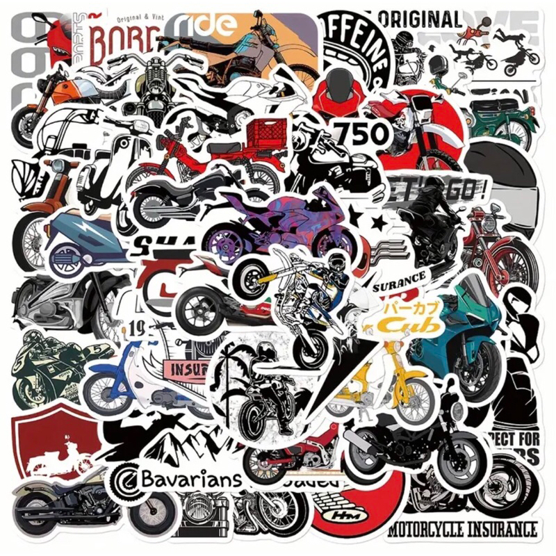 100 sticker xe máy phong cách Retro sticker dán mũ bảo hiểm, điện thoại, đàn guitar, laptop, vali,… chống nước tốt