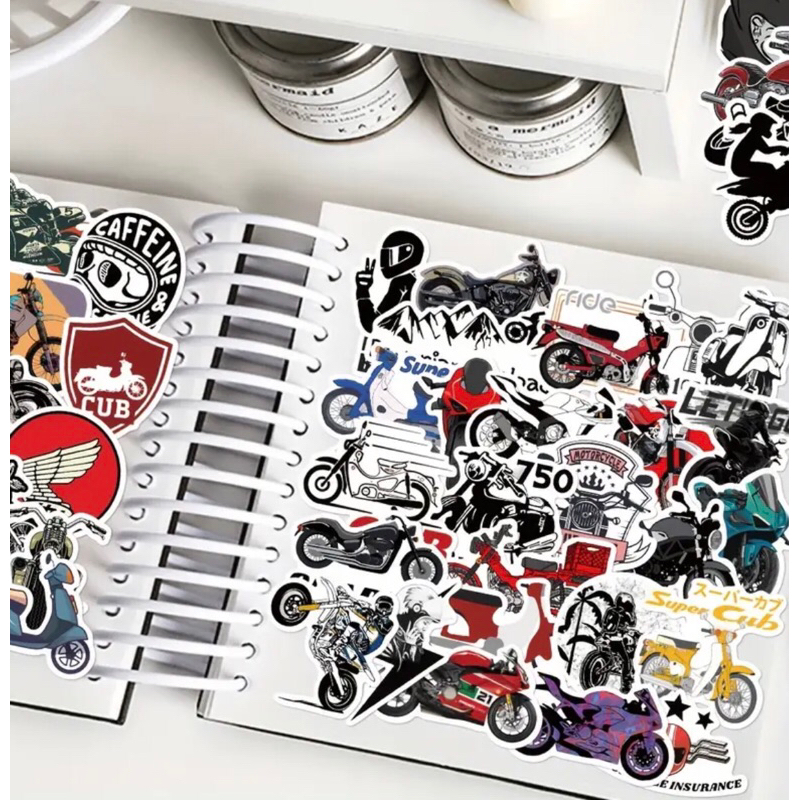 100 sticker xe máy phong cách Retro sticker dán mũ bảo hiểm, điện thoại, đàn guitar, laptop, vali,… chống nước tốt