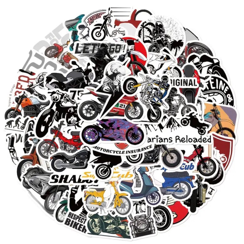 100 sticker xe máy phong cách Retro sticker dán mũ bảo hiểm, điện thoại, đàn guitar, laptop, vali,… chống nước tốt
