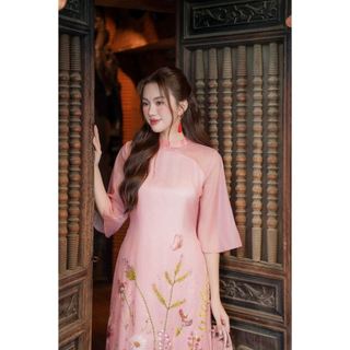 Áo dài cách tân 4 tà đính họa tiết nổi AD189