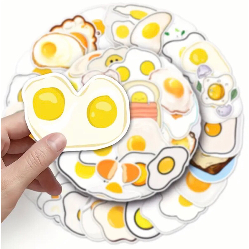 60 Sticker trứng ốp la trang trí quán ăn menu ly nước bắt mắt rất đẹp