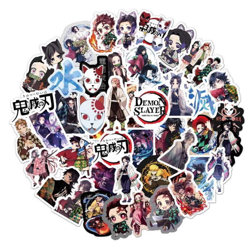 Bộ 100 sticker thanh gươm diệt quỷ Demon Slayer trang trí mũ bảo hiểm ...