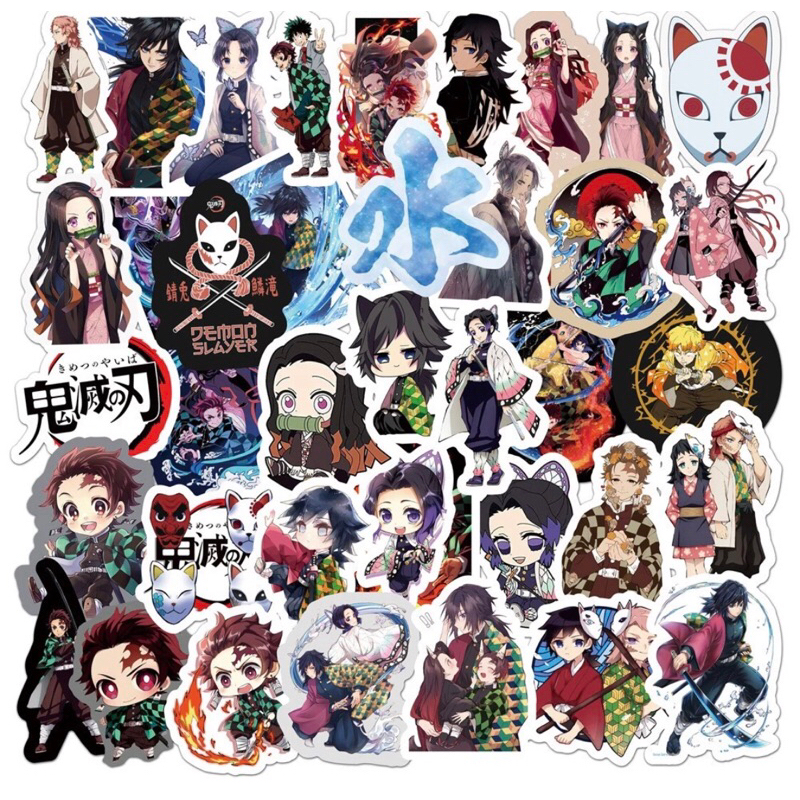 100 sticker Phiên Bản Demon Slayer Kimetsu No Yaiba Dán Cho Hành Lý Ốp Lưng Điện Thoại Laptop Notebook Đề Can