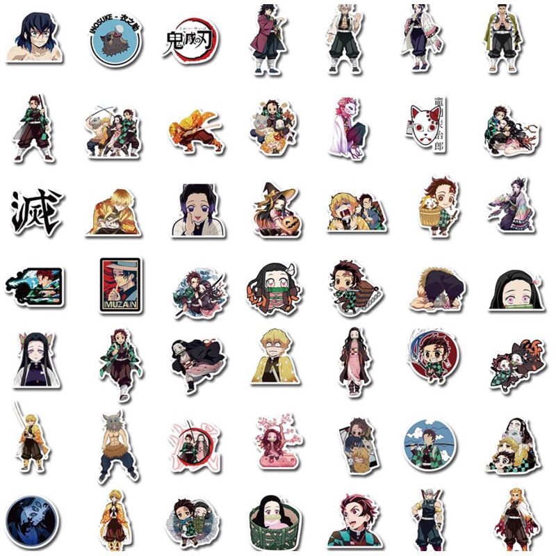 100 sticker Phiên Bản Demon Slayer Kimetsu No Yaiba Dán Cho Hành Lý Ốp Lưng Điện Thoại Laptop Notebook Đề Can