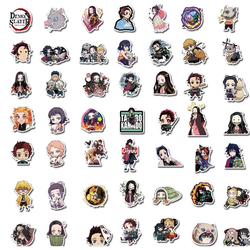 100 sticker Phiên Bản Demon Slayer Kimetsu No Yaiba Dán Cho Hành Lý Ốp Lưng Điện Thoại Laptop Notebook Đề Can