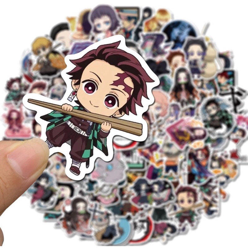set 60 sticker nhân vật anine demon slayer thanh gươm diệt quỷ siêu đẹp chống nước tốt