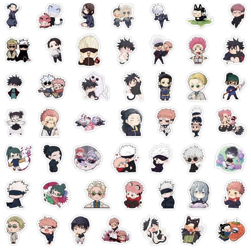 60 Miếng Dán Jujutsu Kaisen - Đề Can Anime Kawaii Dễ Thương Cho Điện Thoại, Laptop & Hành Lý (Quà Tặng Trẻ Em)