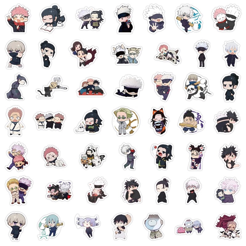 60 Miếng Dán Jujutsu Kaisen - Đề Can Anime Kawaii Dễ Thương Cho Điện Thoại, Laptop & Hành Lý (Quà Tặng Trẻ Em)