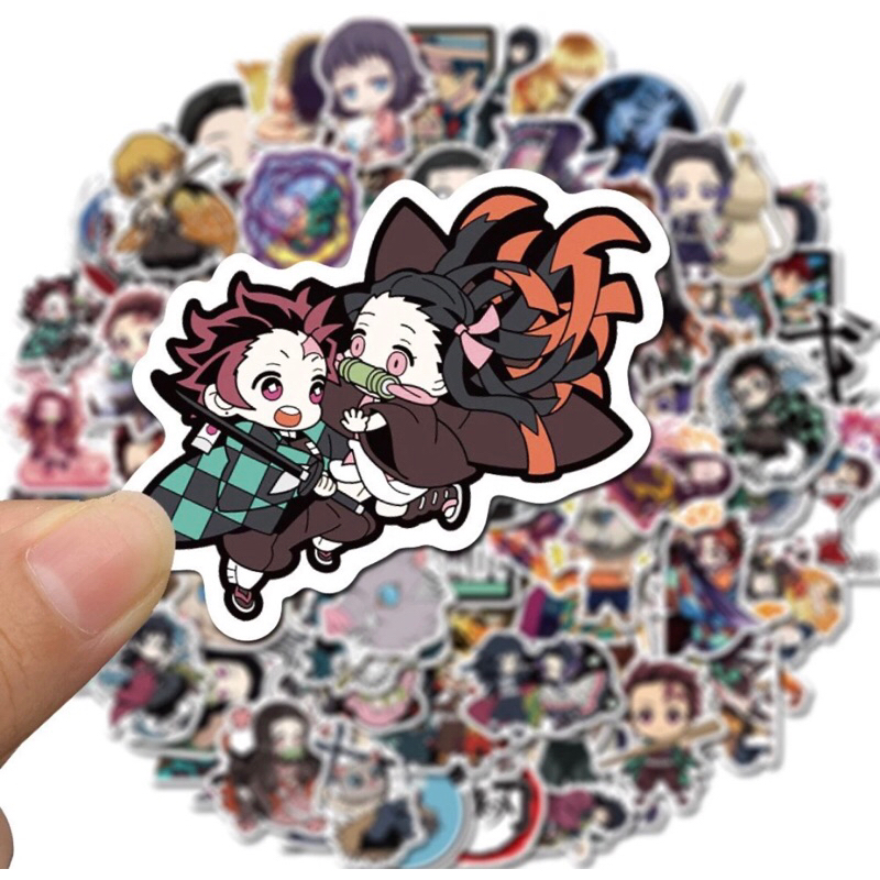 set 60 sticker nhân vật anine demon slayer thanh gươm diệt quỷ siêu đẹp chống nước tốt