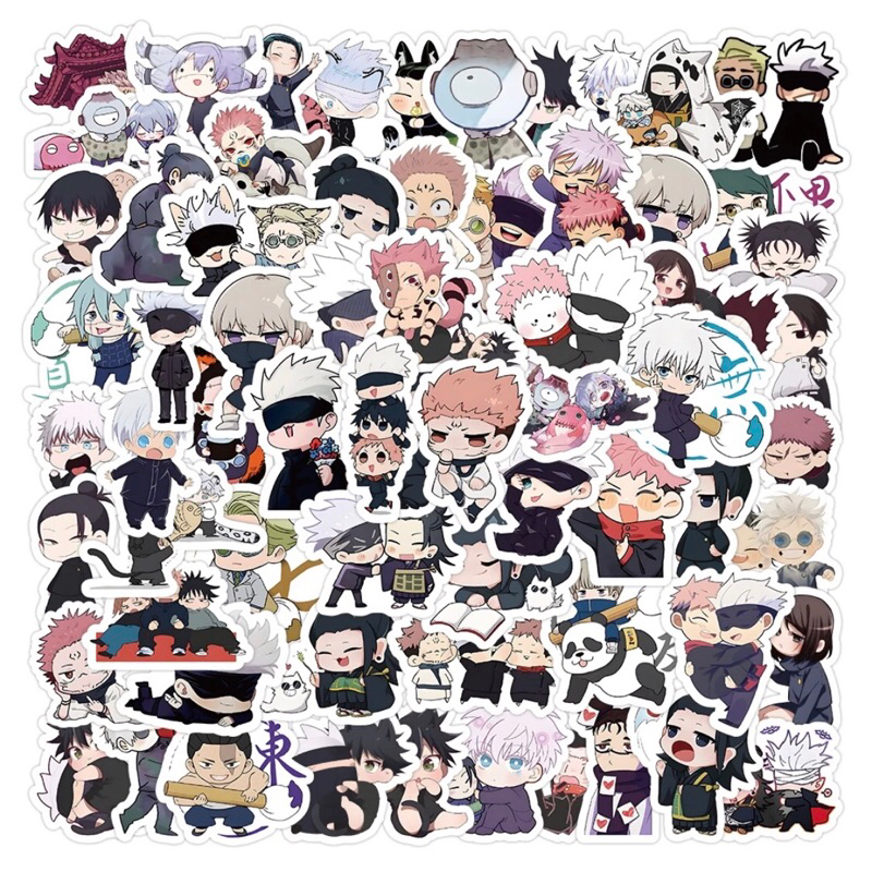 60 Miếng Dán Jujutsu Kaisen - Đề Can Anime Kawaii Dễ Thương Cho Điện Thoại, Laptop & Hành Lý (Quà Tặng Trẻ Em)