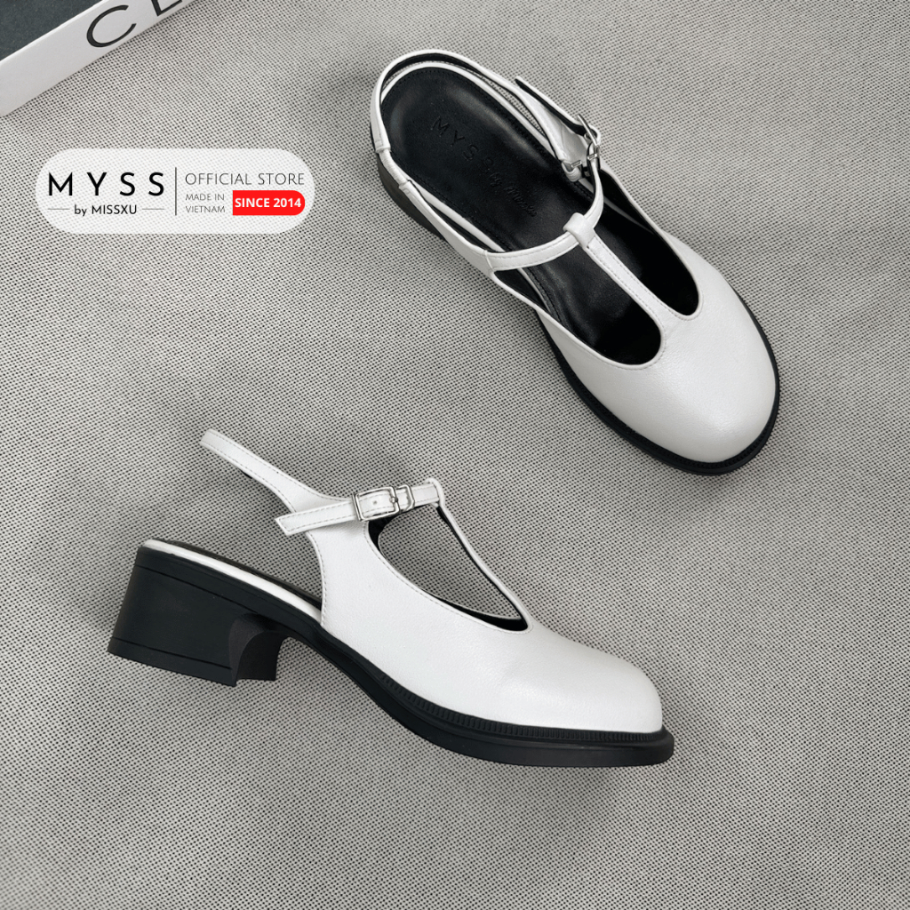 Giày cao gót nữ MYSS mũi tròn T-Bar Slingback Mary Jane 4cm - CG318