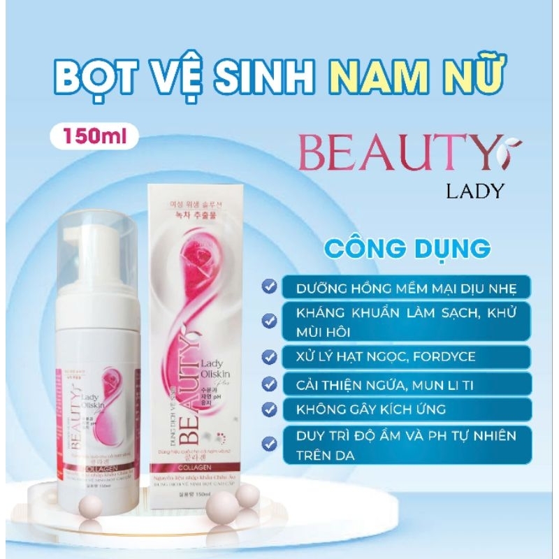 Dung Dịch Vệ Sinh Bọt Cao Cấp BEAUTYLADY- 150ml COLLAGEN Hỗ Trợ Làm Sạch Thơm