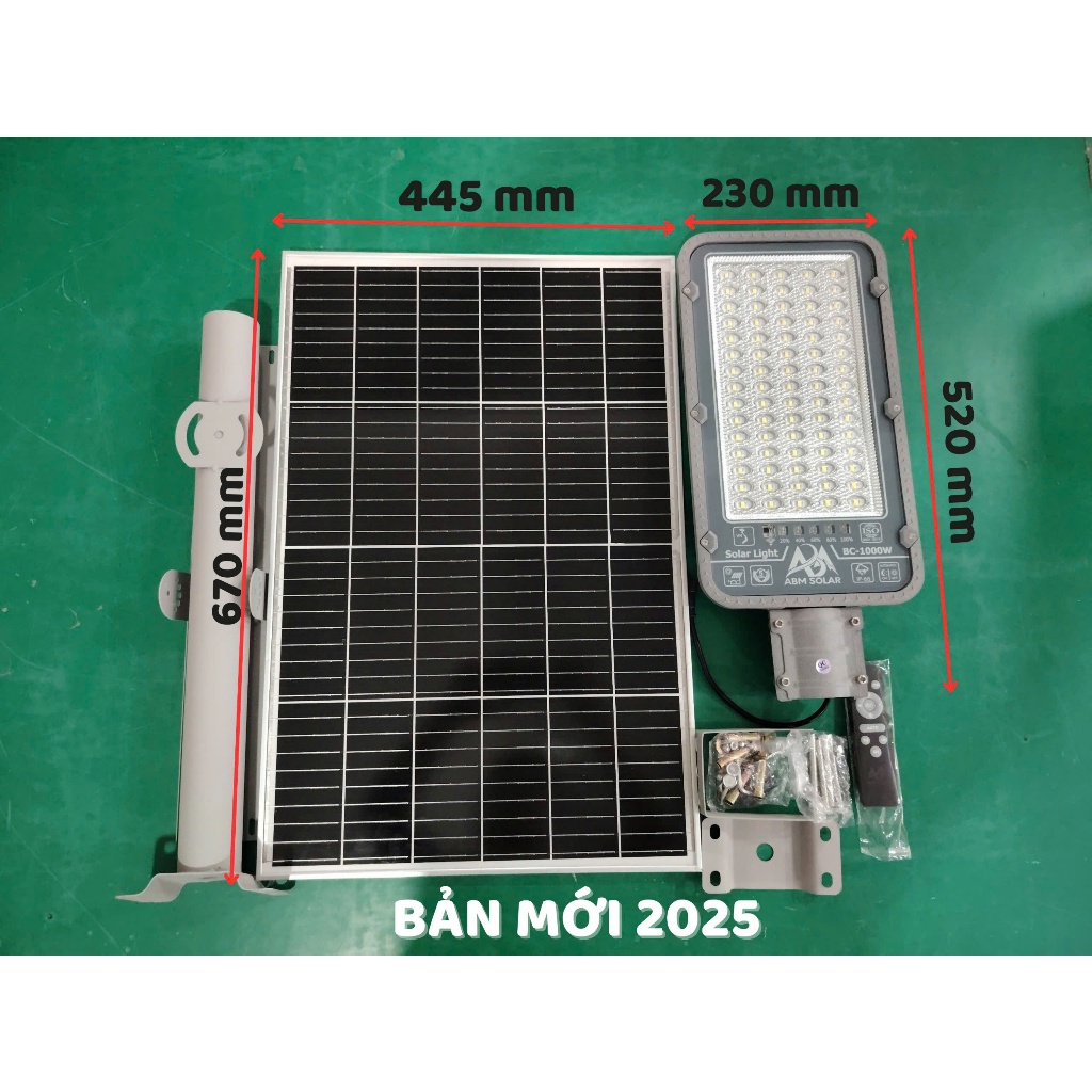 [1000W] Đèn Đường Năng Lượng Mặt Trời ABMSOLAR, Chiếu Sáng Đường Phố, Sân Vườn ,Chống Nước IP68 , Chất Liệu Nhôm Đúc
