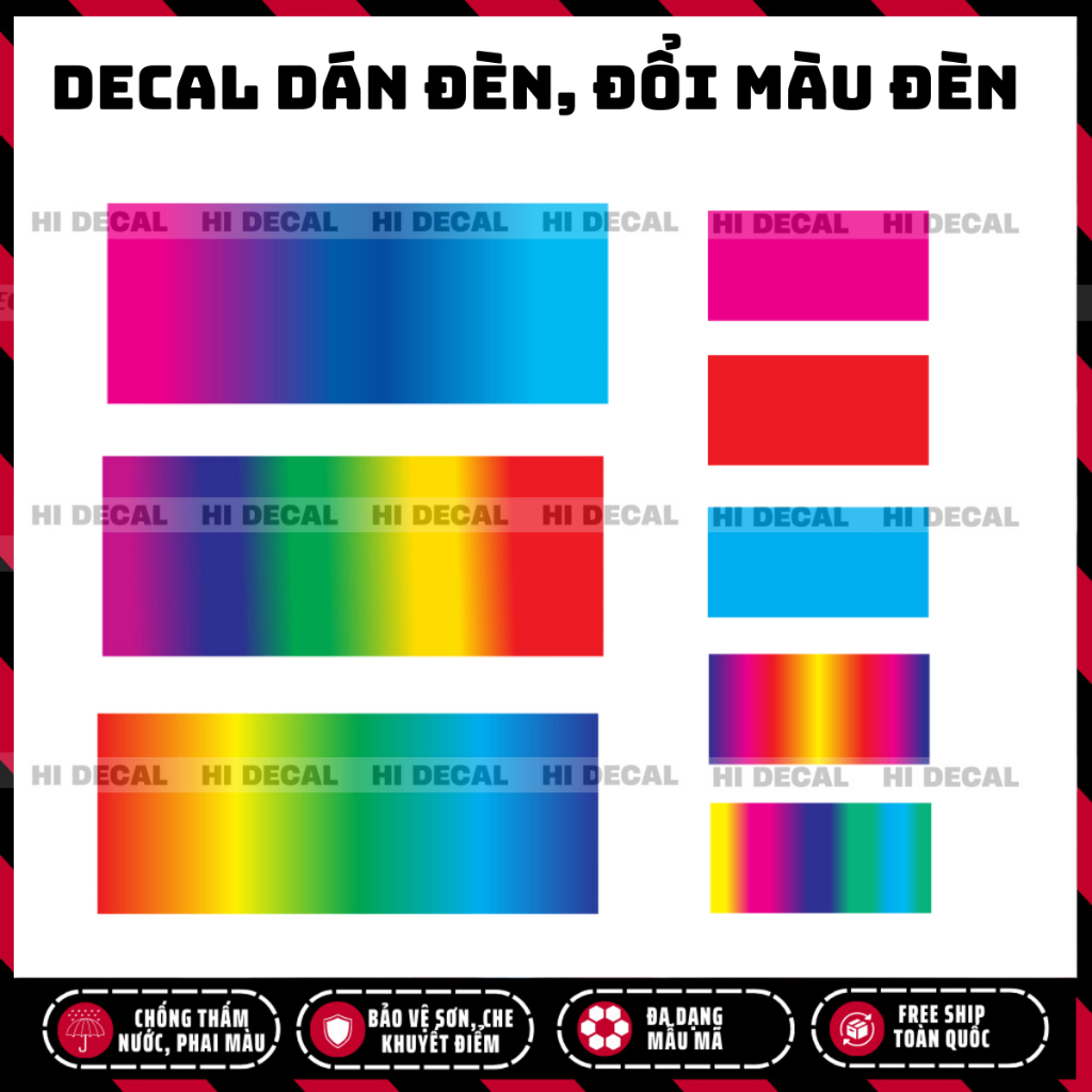 Decal dán đổi màu đèn xe ô tô, xe máy, Tem trang trí cao cấp chống thấm nước, bền màu