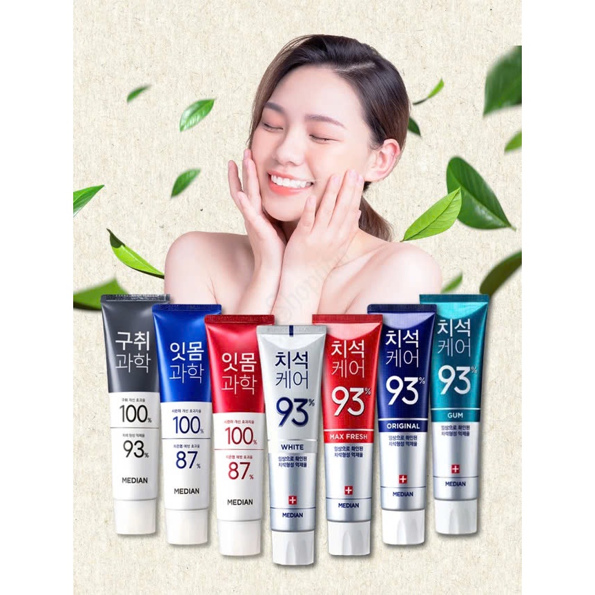 Kem Đánh Răng MEDIAN 93% Trắng Răng, Ngừa Mảng Bám, Chống Viêm Lợi, Giúp Hơi Thở Thơm Mát 120g