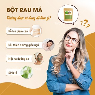 Bột rau má sấy lạnh 100g, nguyên chất, thơm mịn, bột pha uống detox, thanh lọc cơ thể - Lãn Ông