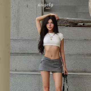 Váy Quần Ngắn Cạp Trễ Có Thắt Lưng Augety Studio Kendie Skirt