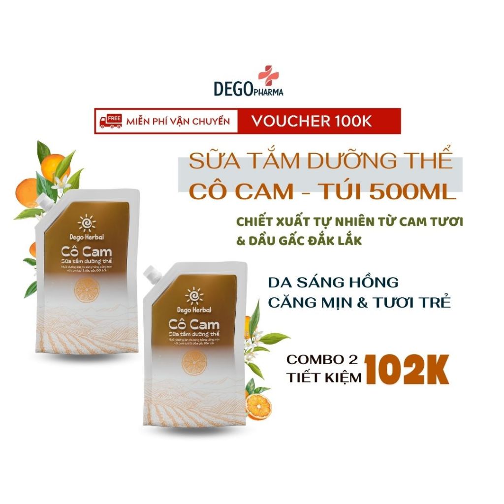 Ảnh Sữa tắm dưỡng thể Cô Cam trắng sáng da Dego 500ML - Dưỡng ẩm, mịn và sáng da 1