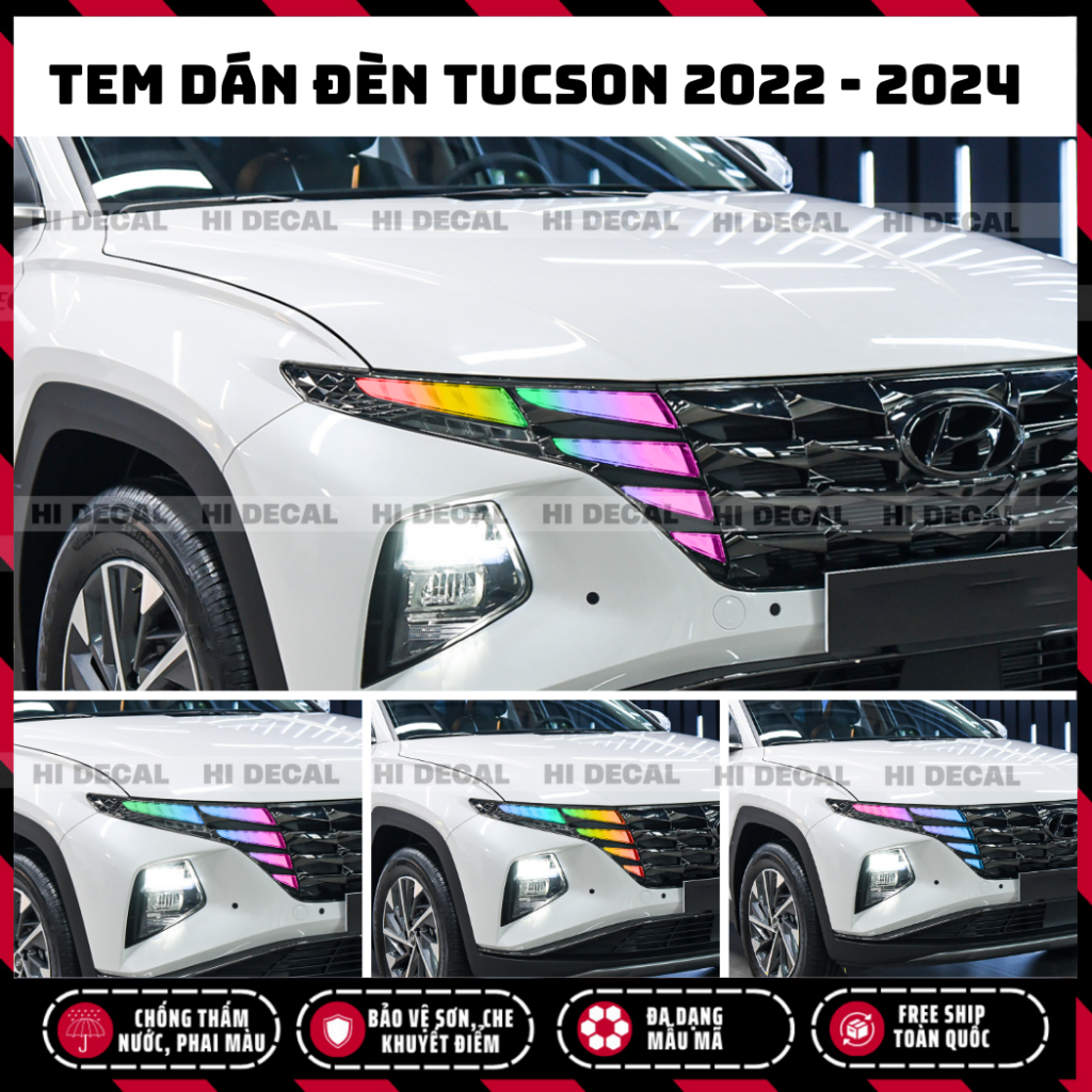 Tem decal dán đèn Tucson 2022 - 2023, Tem đổi màu đèn hyundai tucson  trang trí cao cấp chống thấm nước, bền màu