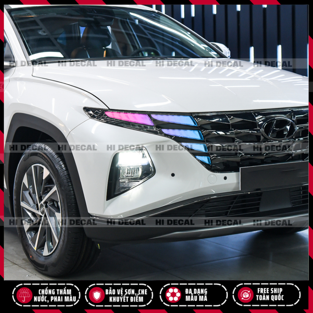 Tem decal dán đèn Tucson 2022 - 2023, Tem đổi màu đèn hyundai tucson  trang trí cao cấp chống thấm nước, bền màu