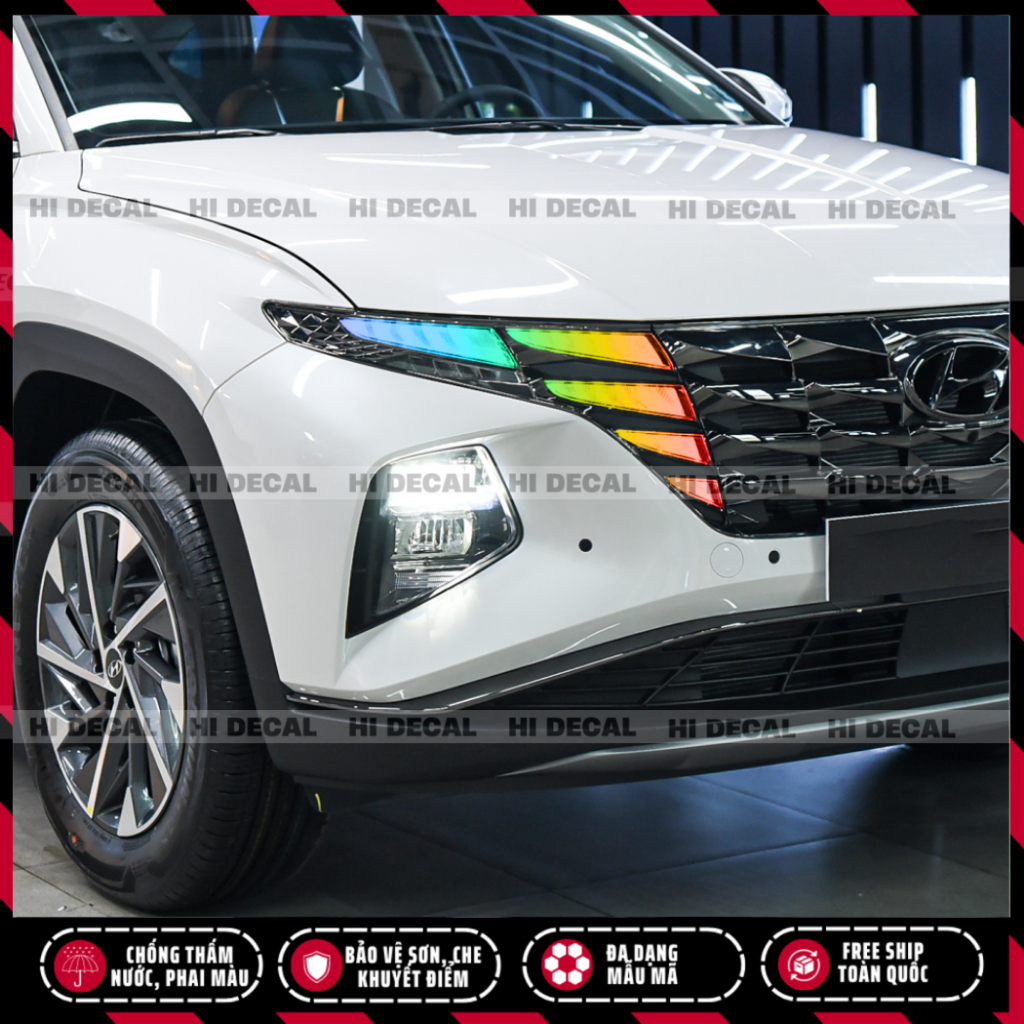 Tem decal dán đèn Tucson 2022 - 2023, Tem đổi màu đèn hyundai tucson  trang trí cao cấp chống thấm nước, bền màu