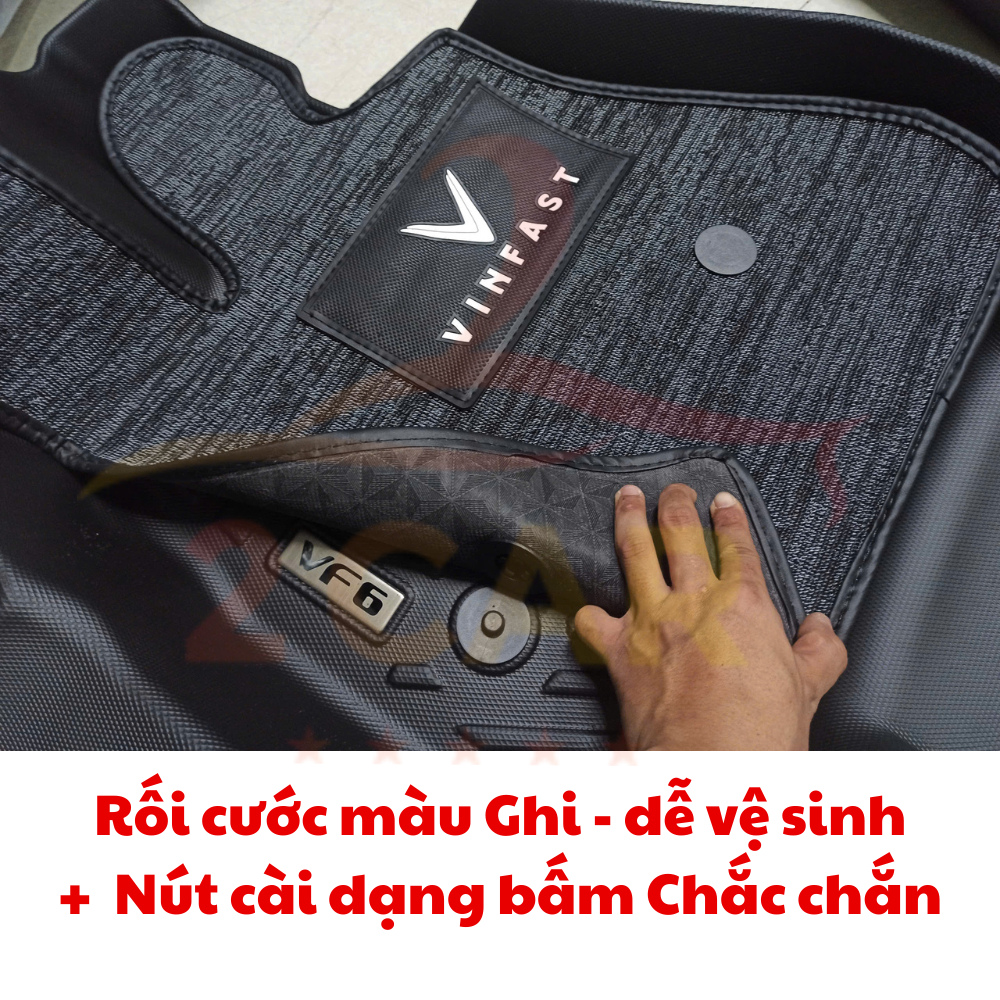 Thảm lót sàn NHỰA 5D xe Vinfast VF6 - Mẫu TRÀN VIỀN- Nhựa TPE nguyên sinh đúc nguyên khối - 3 tấm/bộ - 2CAR