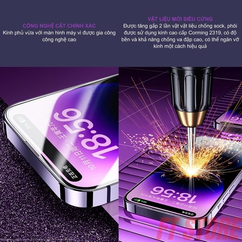 Kính Cường iPhone Corning HD Siêu Cứng,Khung Tự Dán WTP-068 cho 11 đến 17Pro Max