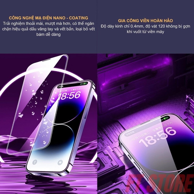 Kính Cường iPhone Corning HD Siêu Cứng,Khung Tự Dán WTP-068 cho 11 đến 17Pro Max