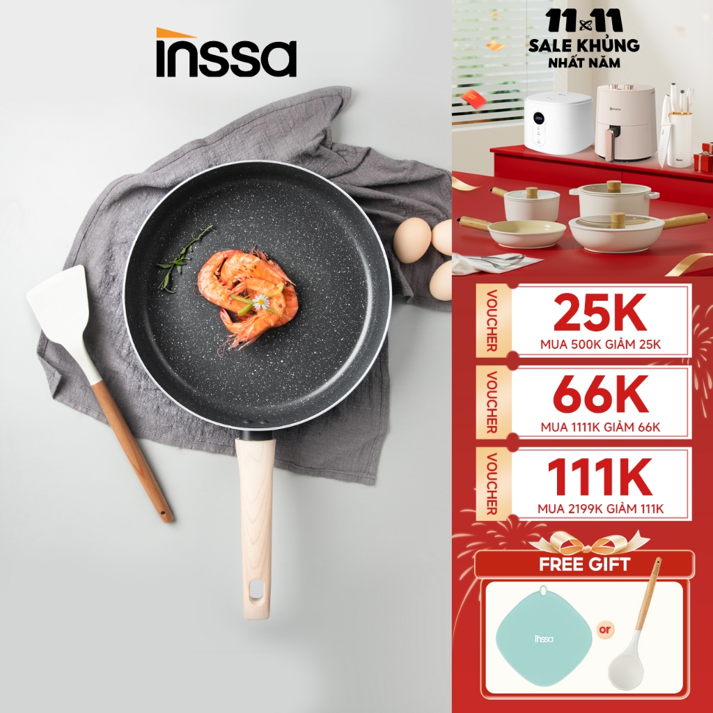 INSSA Chảo chống dính 28CM sâu lòng có nắp đậy Tay cầm chống ghỉ Dụng ...