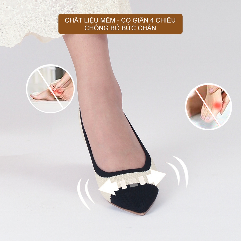 CORII - Giày Bít Cao Gót Mũi Nhọn The Rosa Thời Trang và Thoải Mái Nhất - CR4RSS5 Trắng & Đen