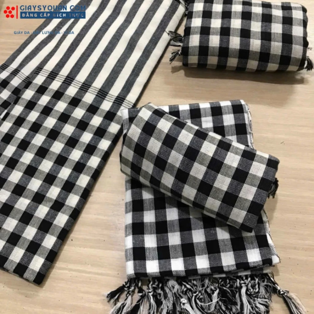 Khăn Rằn Cao Cấp Ô Vuông Lớn Chất Liệu 100% Cotton Mềm Mại