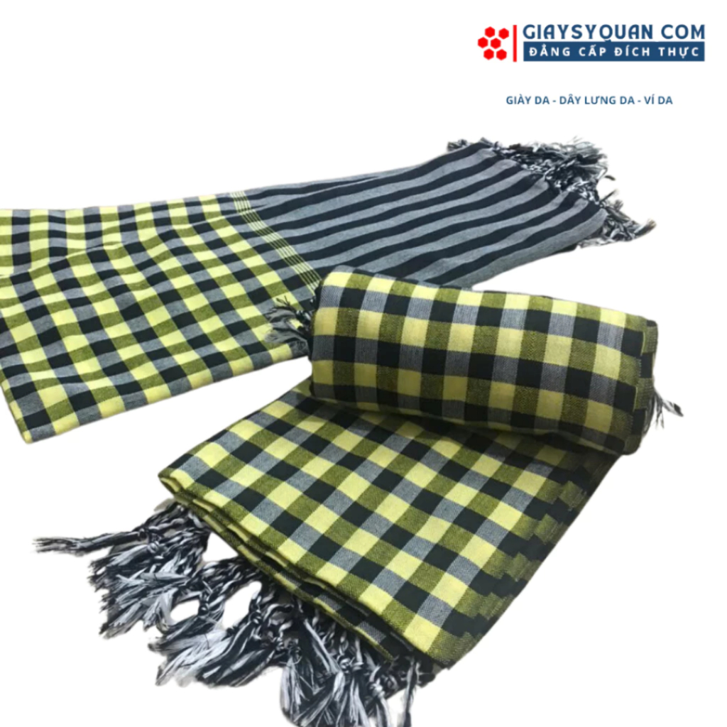 Khăn Rằn Nam Bộ Loại Tốt, Màu Vàng - Đen Khổ Lớn 160X60 cm