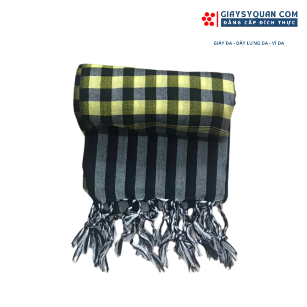 Khăn Rằn Nam Bộ Loại Tốt, Màu Vàng - Đen Khổ Lớn 160X60 cm