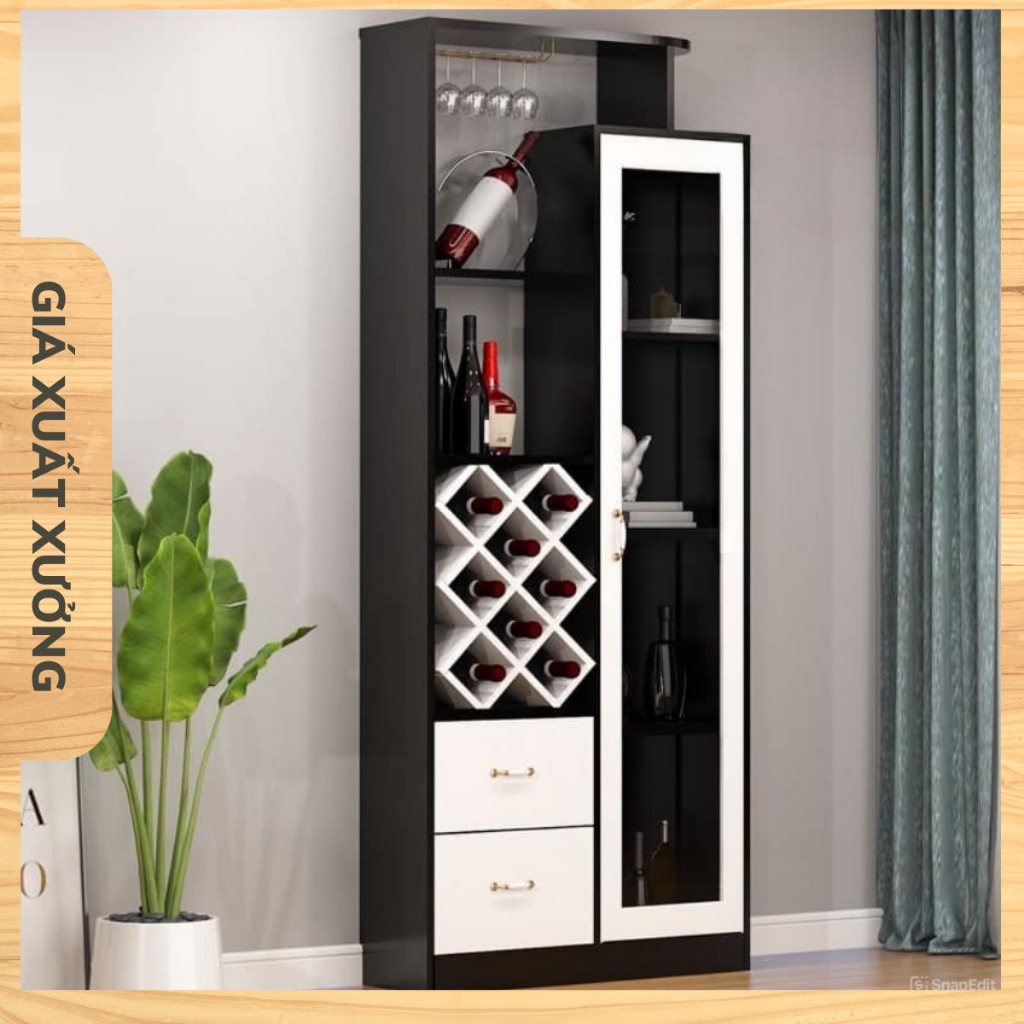 Kệ Tủ Rượu Cánh Kính Cao 180cm Sang Trọng Chắc Chắn Gỗ MDF Chống Ẩm ...