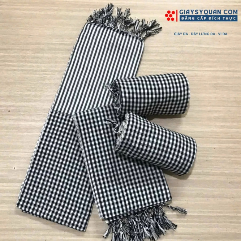 Khăn Rằn Cao Cấp Ô Vuông Nhỏ Chất Liệu 100% Cotton Mềm Mại