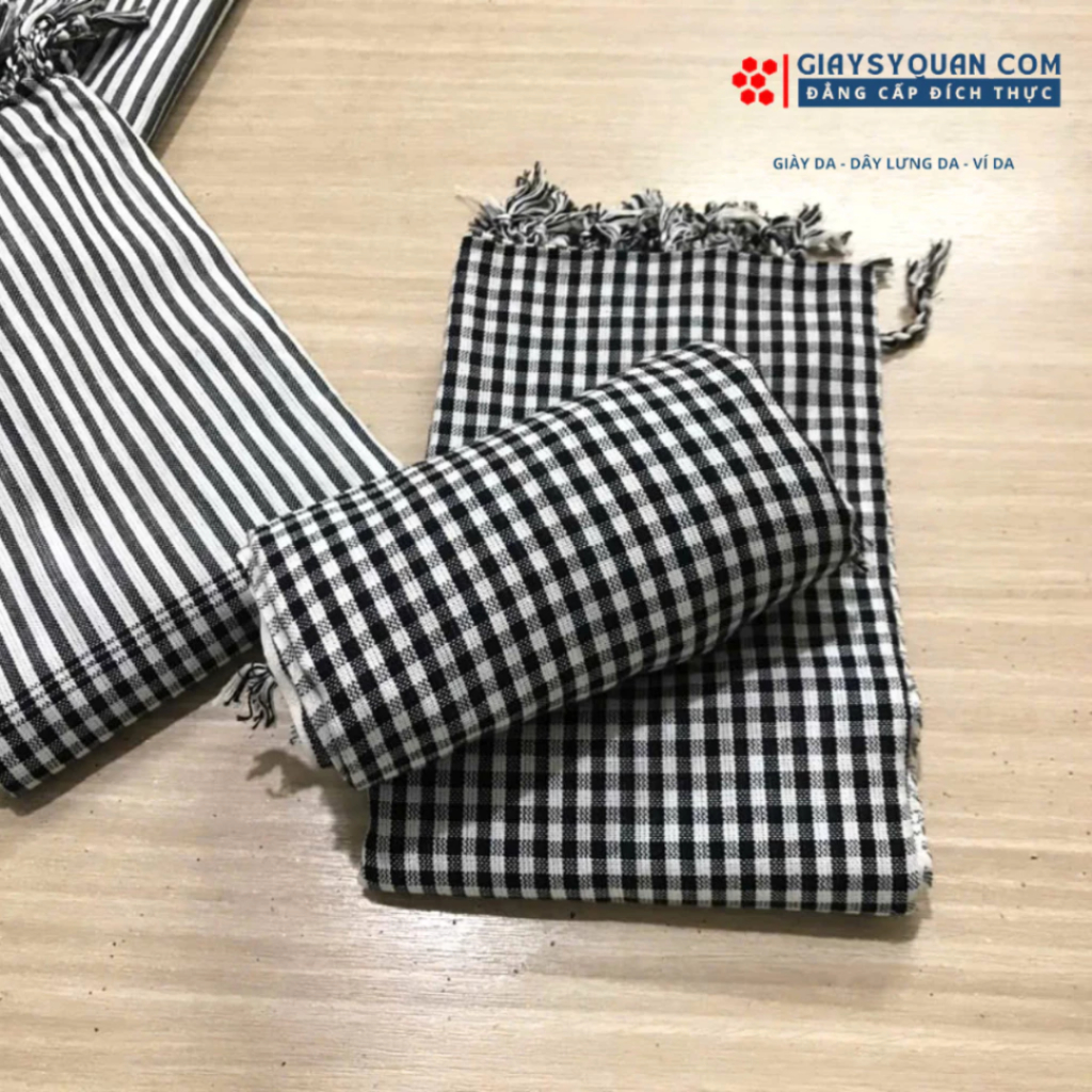 Khăn Rằn Cao Cấp Ô Vuông Nhỏ Chất Liệu 100% Cotton Mềm Mại