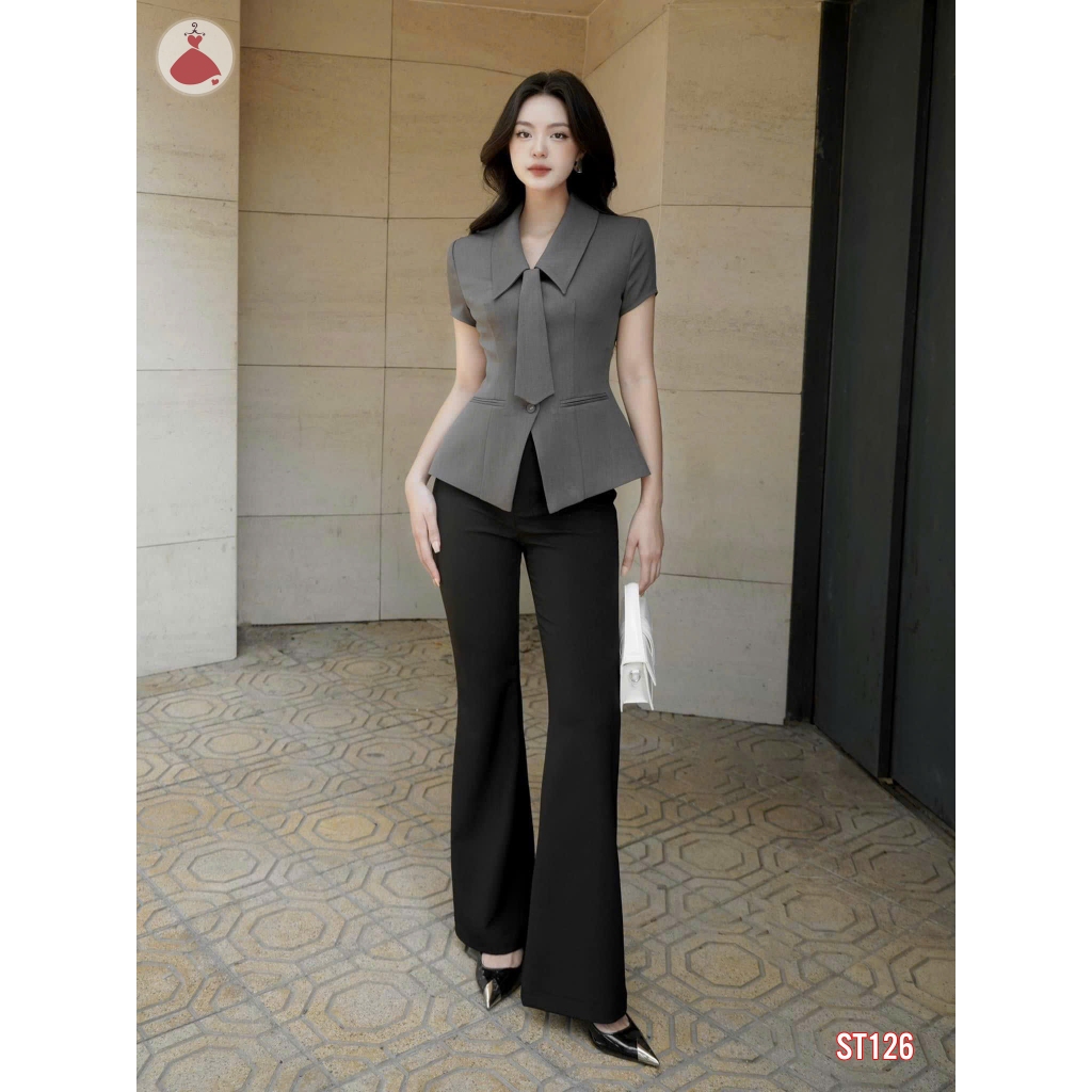 Set Áo sơ mi thắt cà vạt quần tây ống loe Sobin big size 40-90kg SM126 ...