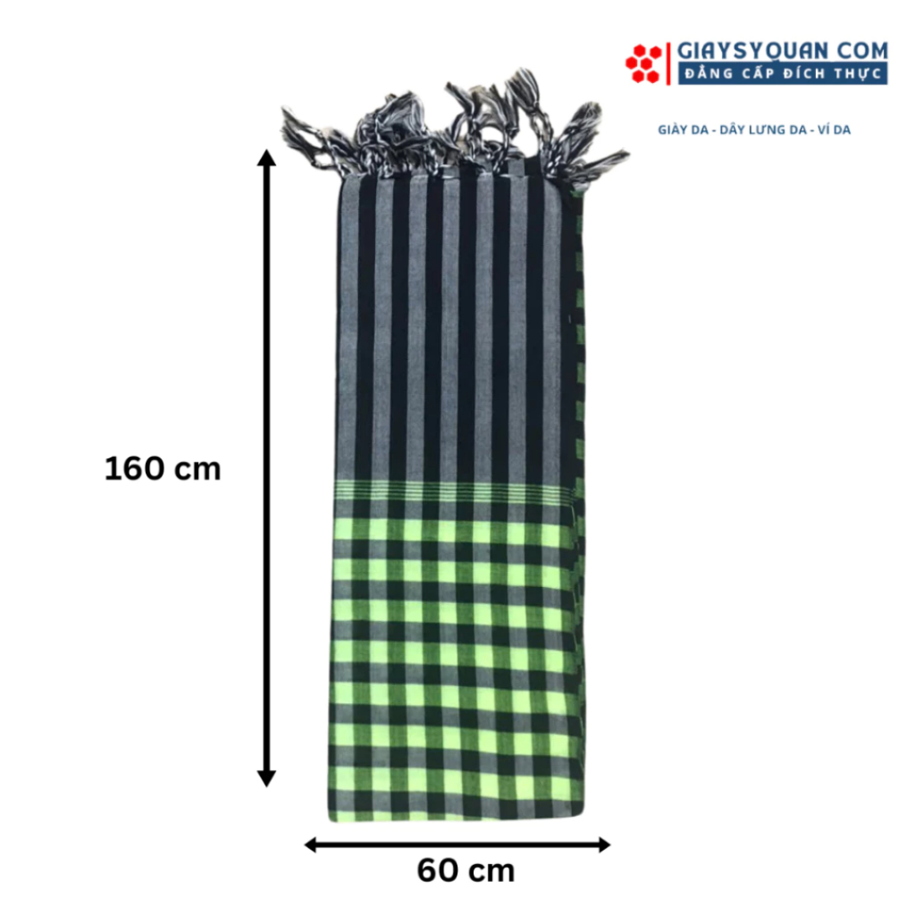 Khăn Rằn Nam Bộ Loại Tốt, Màu Xanh Lá - Đen Khổ Lớn 160X60 cm