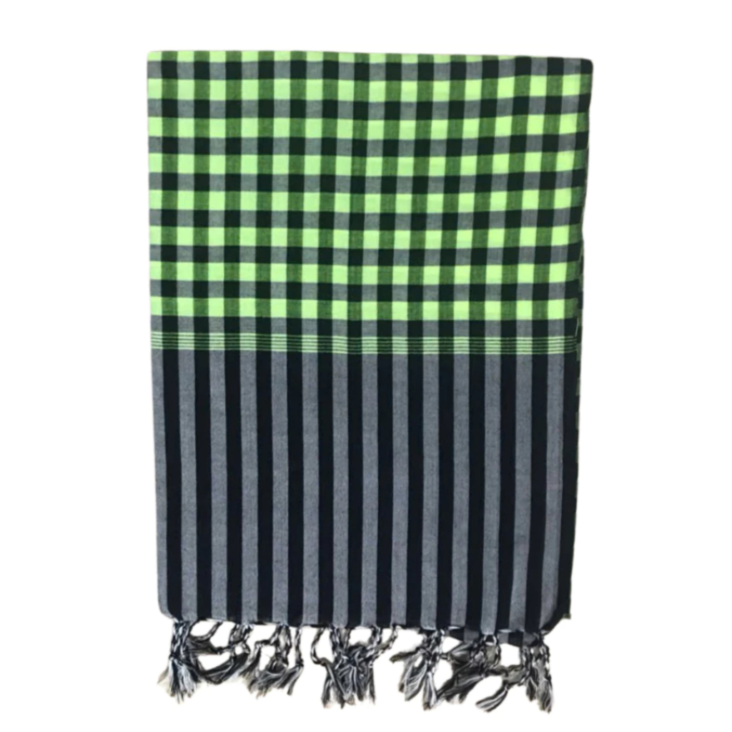 Khăn Rằn Nam Bộ Loại Tốt, Màu Xanh Lá - Đen Khổ Lớn 160X60 cm