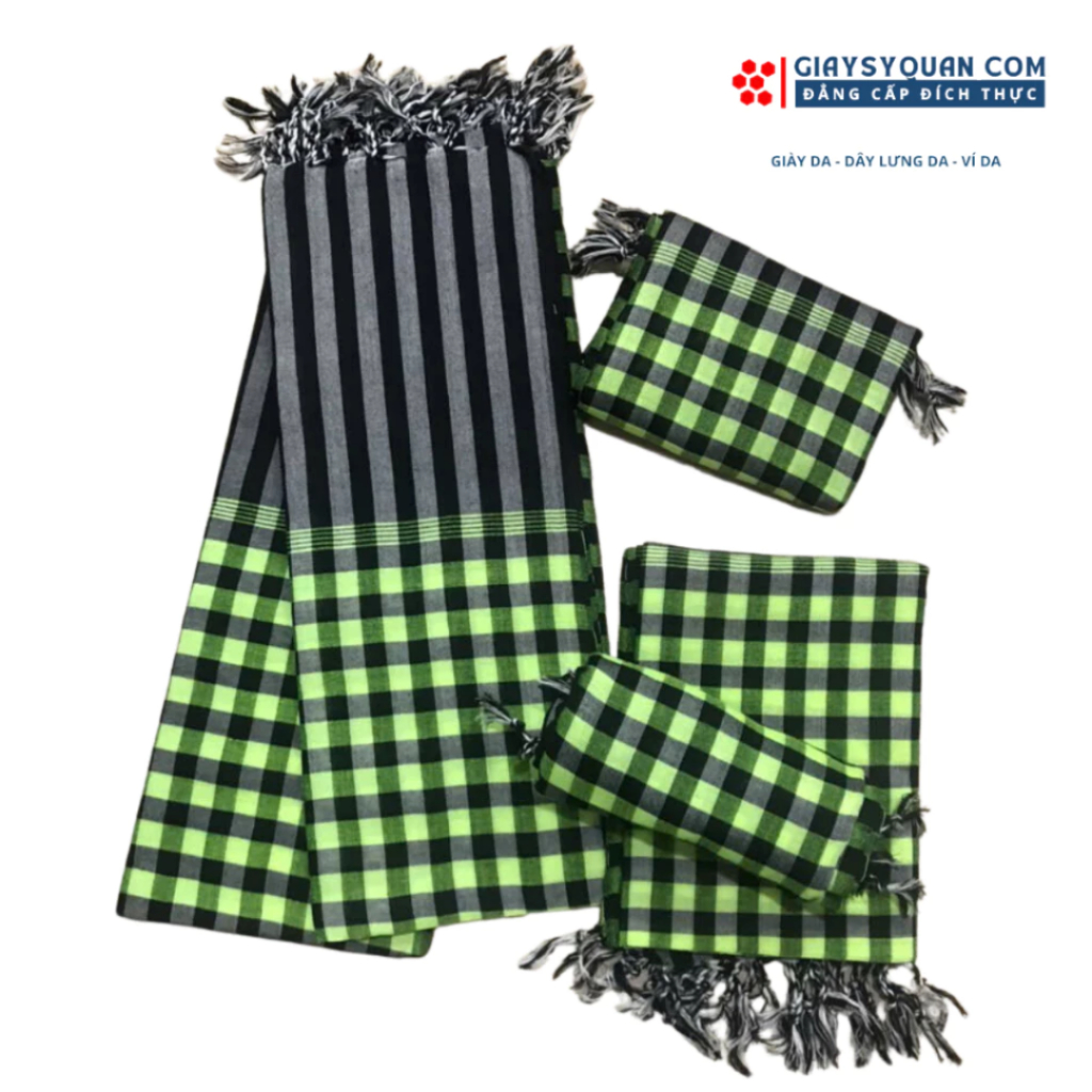 Khăn Rằn Nam Bộ Loại Tốt, Màu Xanh Lá - Đen Khổ Lớn 160X60 cm