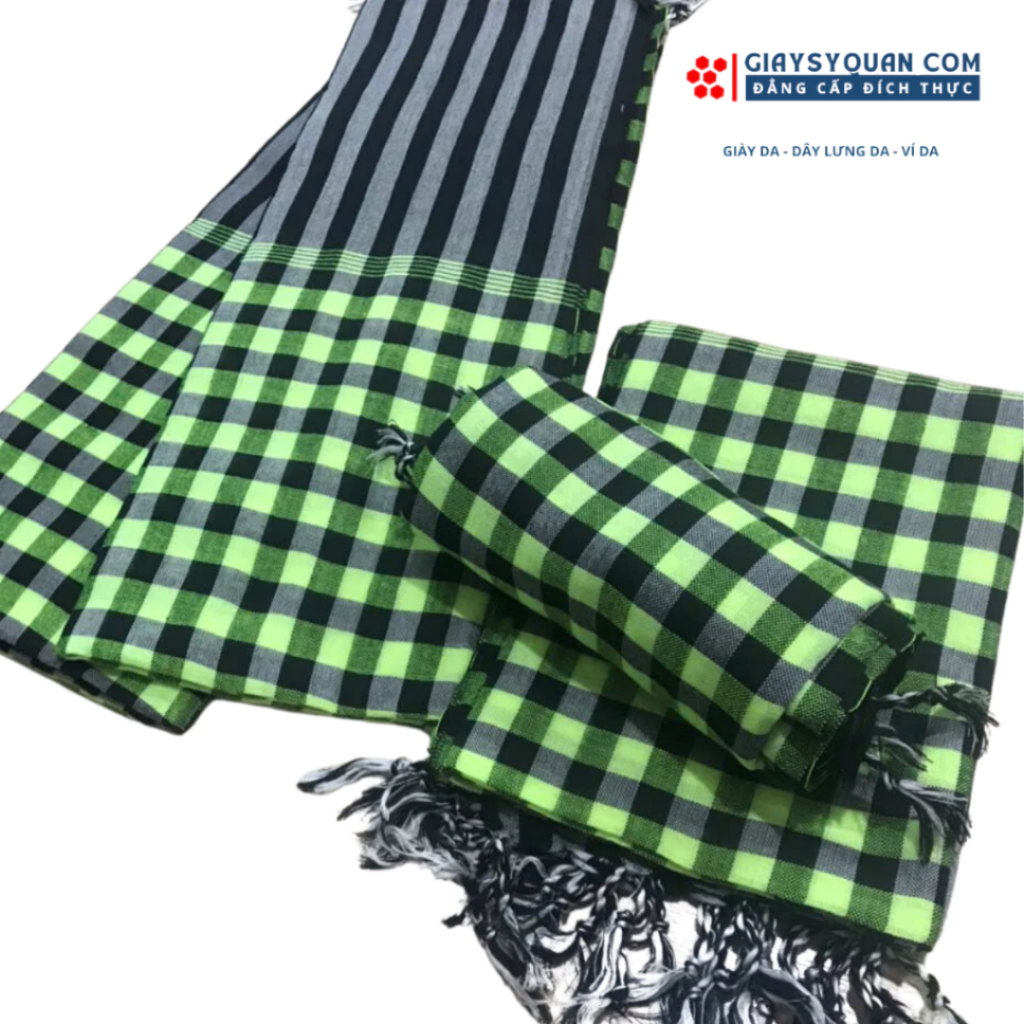 Khăn Rằn Nam Bộ Loại Tốt, Màu Xanh Lá - Đen Khổ Lớn 160X60 cm