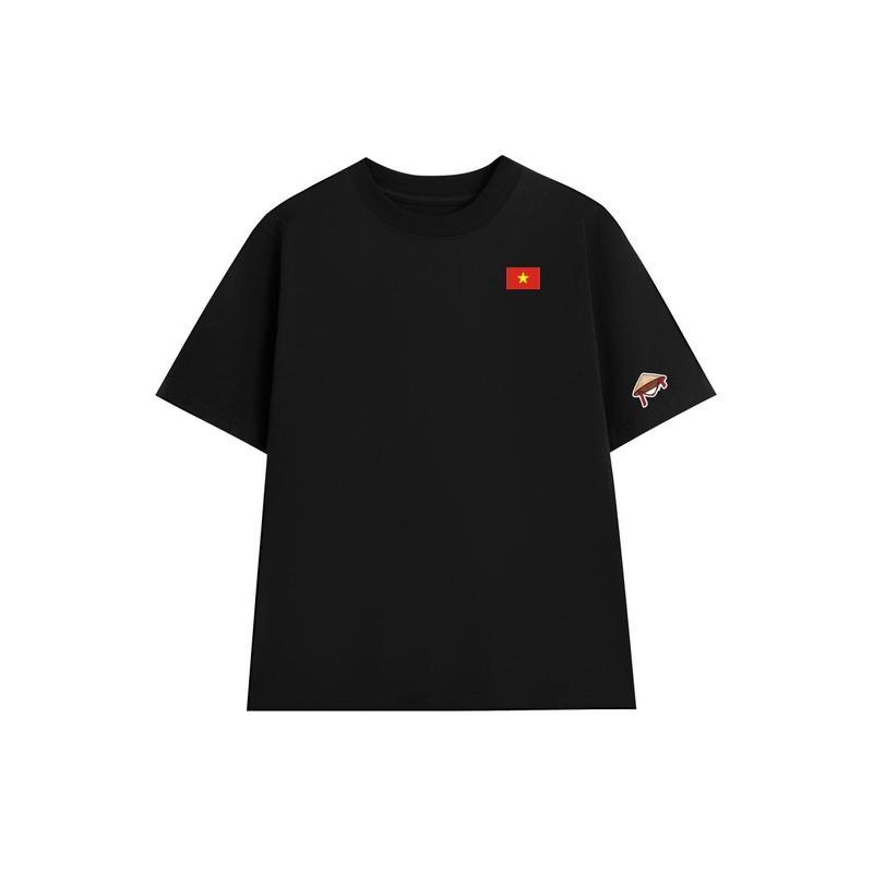 Áo thun unisex in hình Cờ Việt Nam ngực trái Nón lá tay Áo phông yêu nước chất Cotton mềm mịn co dãn 2 chiều TA053