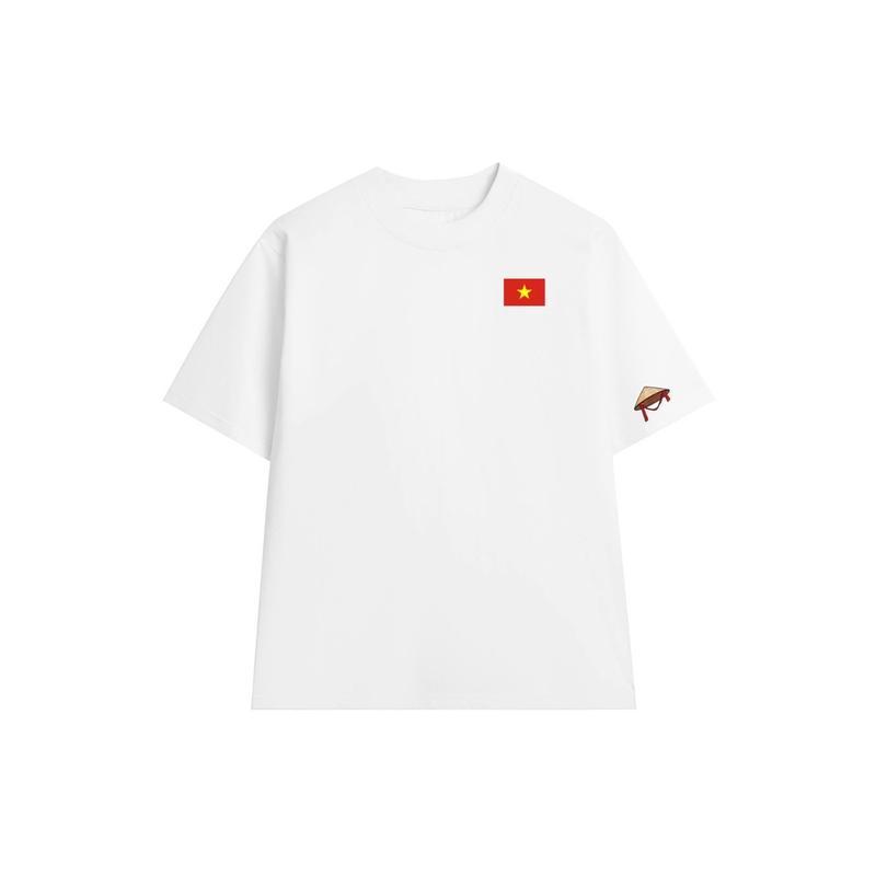 Áo thun unisex in hình Cờ Việt Nam ngực trái Nón lá tay Áo phông yêu nước chất Cotton mềm mịn co dãn 2 chiều TA053
