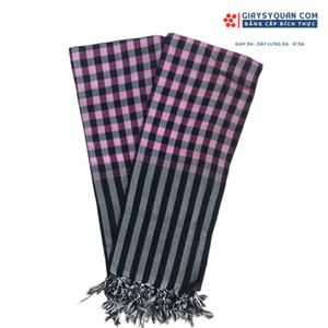 Khăn Rằn Nam Bộ Loại Tốt, Màu Hồng - Đen Khổ Lớn 160X60 cm