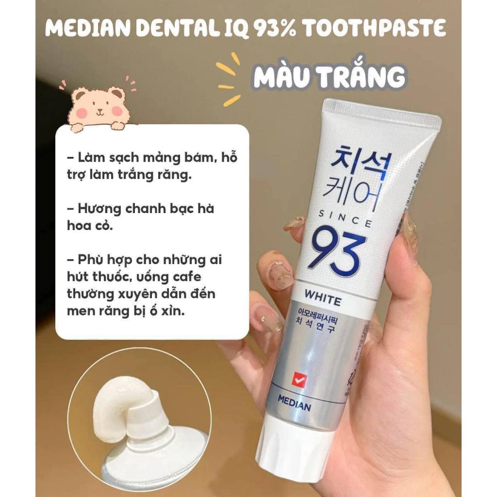 Kem Đánh Răng Median IQ 93% Tartar White Toothpaste 120g Giúp Răng Trắng Sáng Hơi Thở Tươi Mát LT KOVITEC