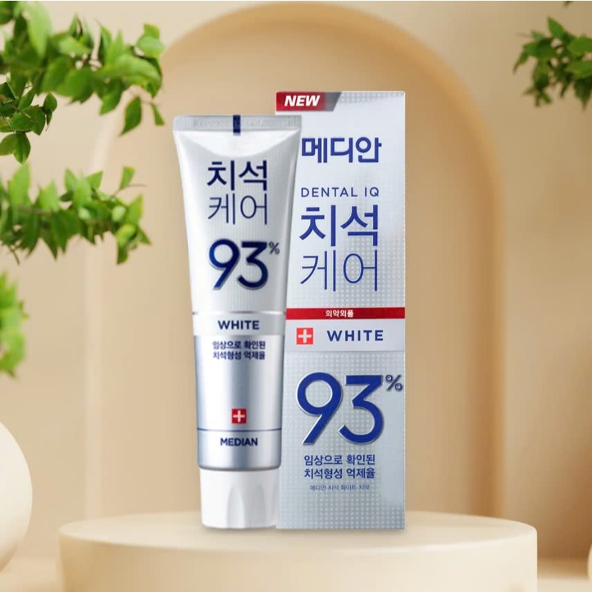 Kem Đánh Răng Median IQ 93% Tartar White Toothpaste 120g Giúp Răng Trắng Sáng Hơi Thở Tươi Mát LT KOVITEC
